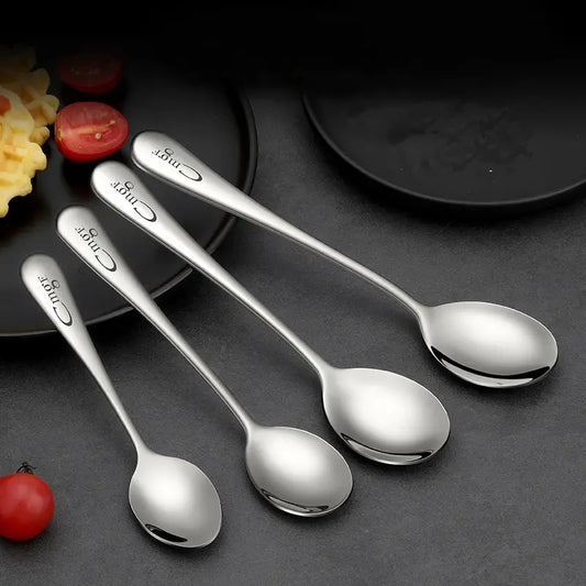 Set of 2 Stainless Steel Small Soup and Dessert Spoons