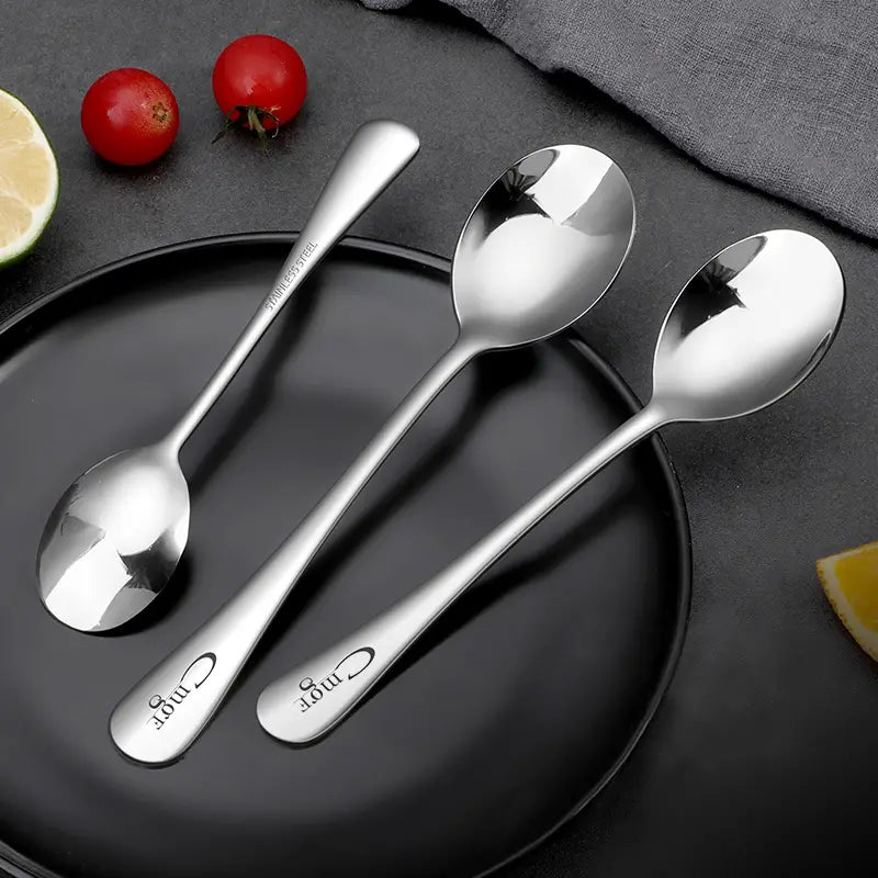 Set of 2 Stainless Steel Small Soup and Dessert Spoons
